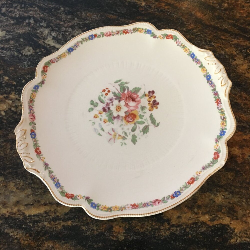 Vtg Johnson Bros Marlow Handled Cake Plate Old Staffordshire England Serveware